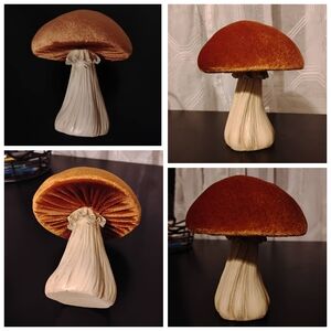 Velvet Brown, & Cream Mushroom Decor